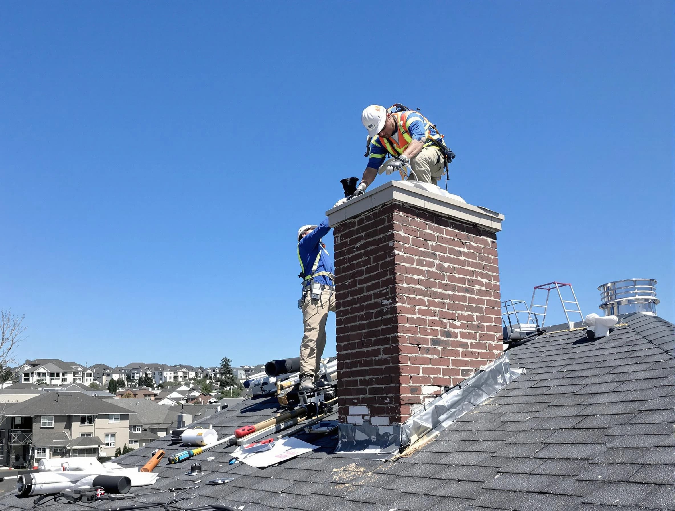 Center Chimney Sweep repairing a chimney crown in Center, PA