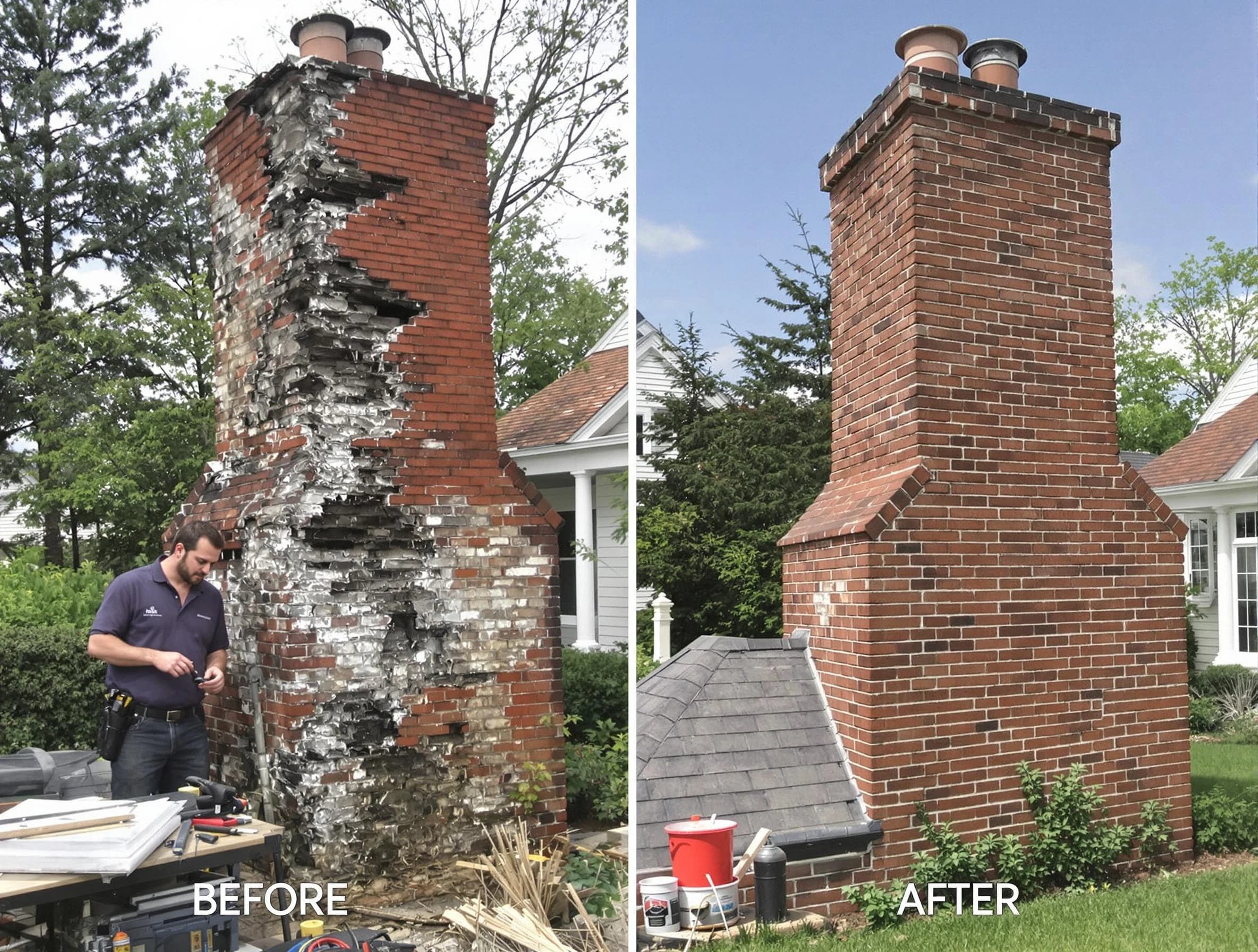 Center Chimney Sweep performing a full chimney restoration in Center, PA