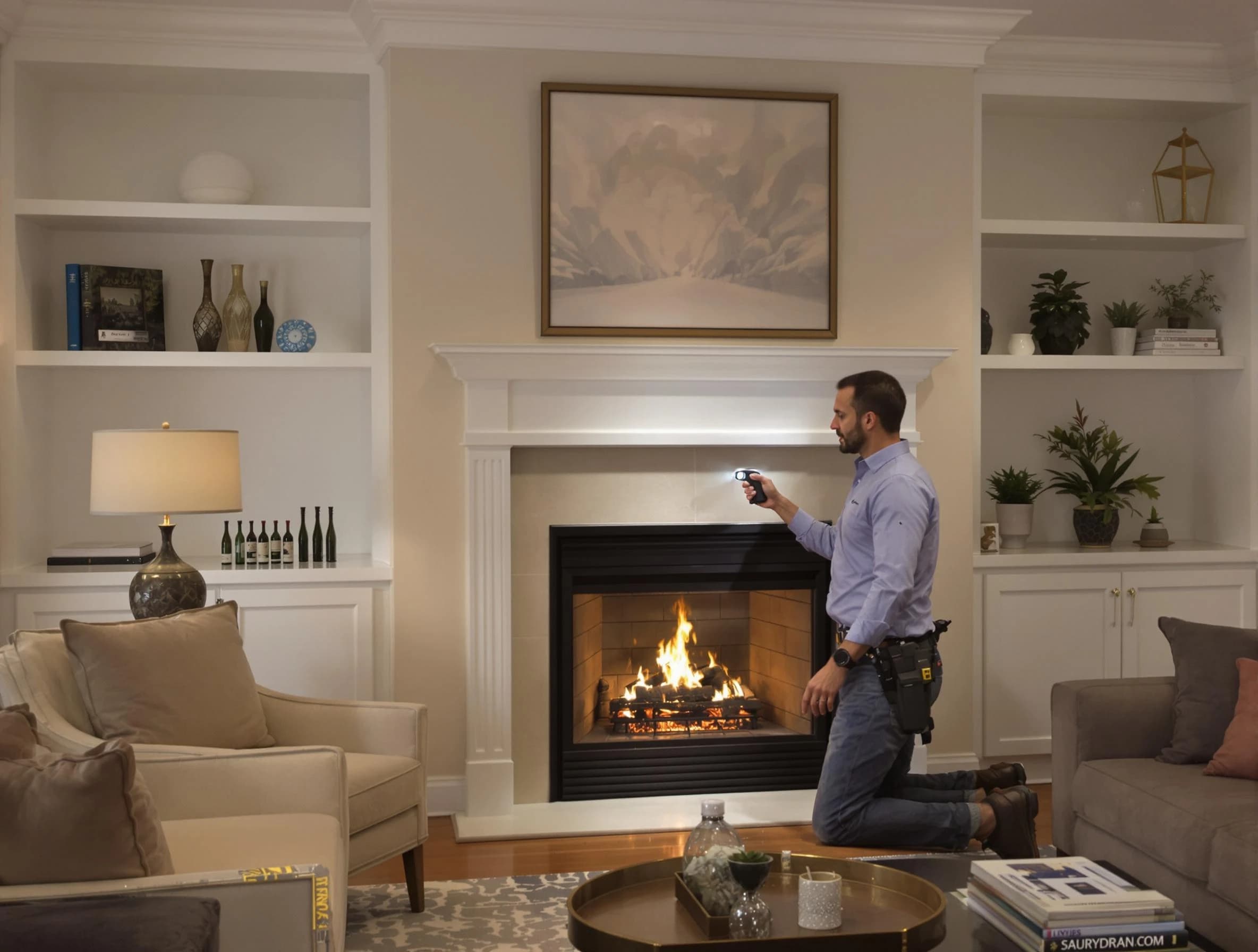 Center Chimney Sweep conducting a fireplace safety inspection in Center, PA