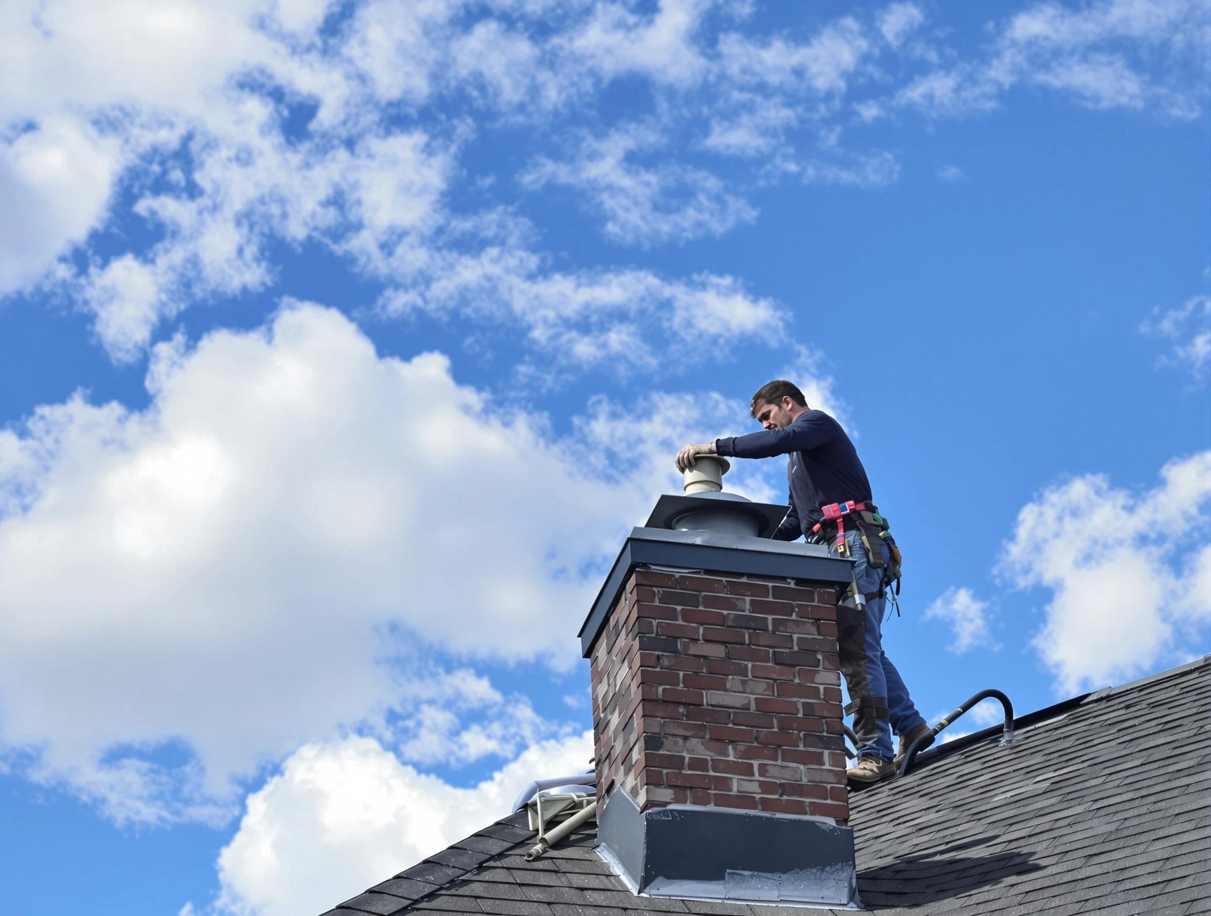 Center Chimney Sweep installing a sturdy chimney cap in Center, PA