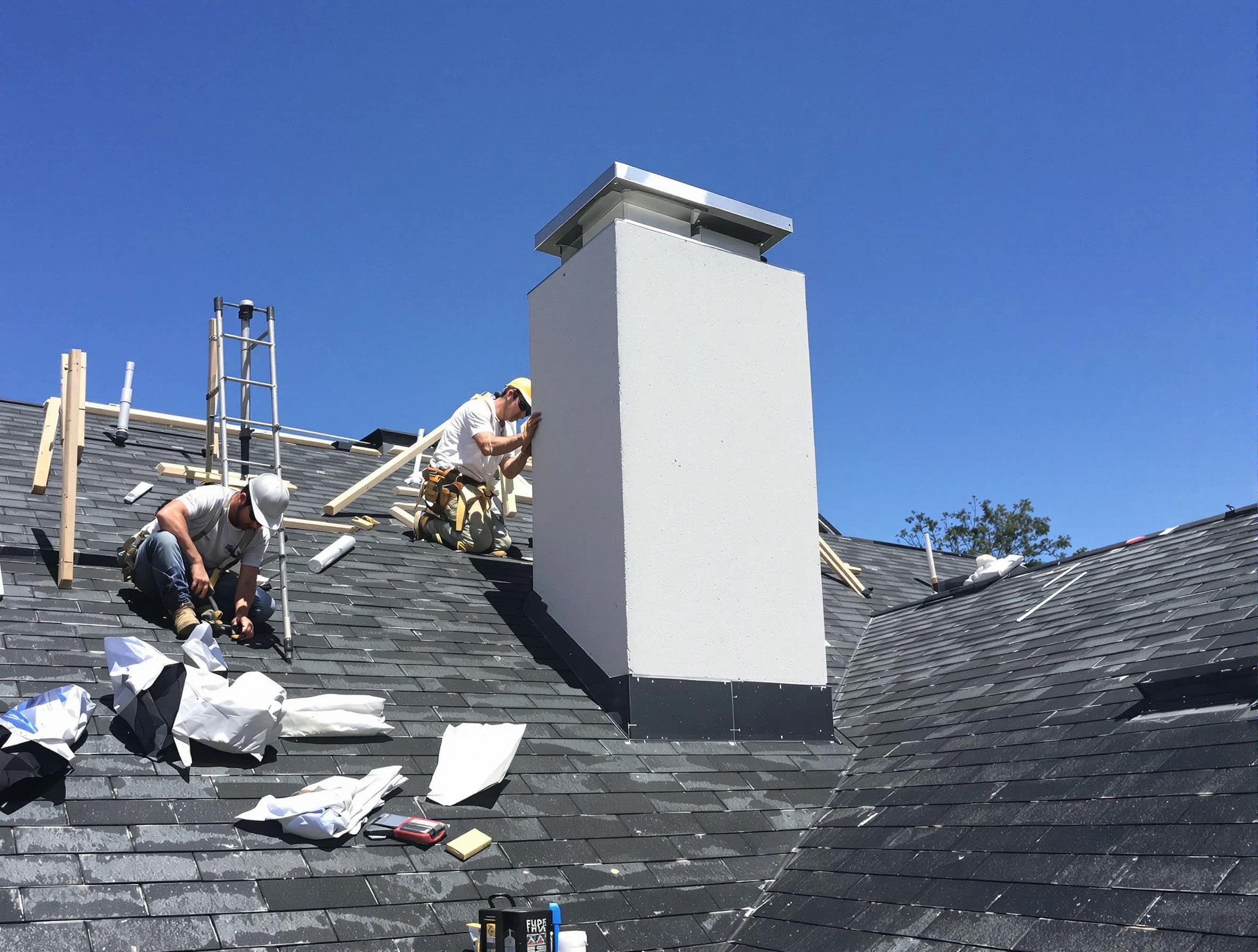 Center Chimney Sweep crew installing a new chimney in Center, PA