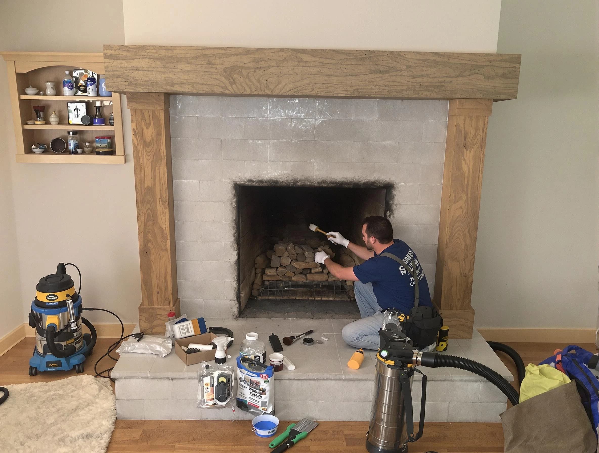 Detailed creosote removal process by Center Chimney Sweep in Center, PA