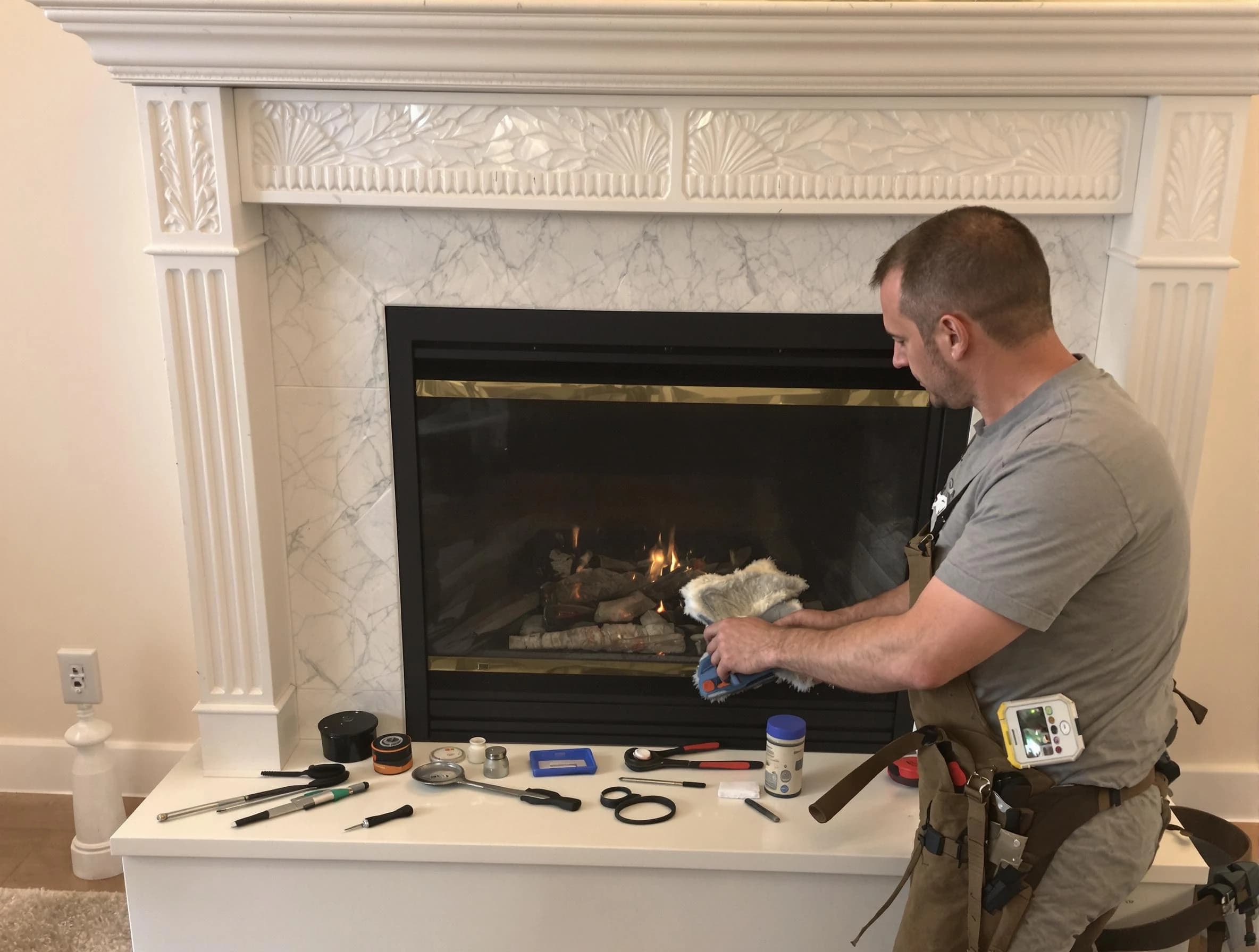 Center Chimney Sweep performing fireplace maintenance in Center, PA