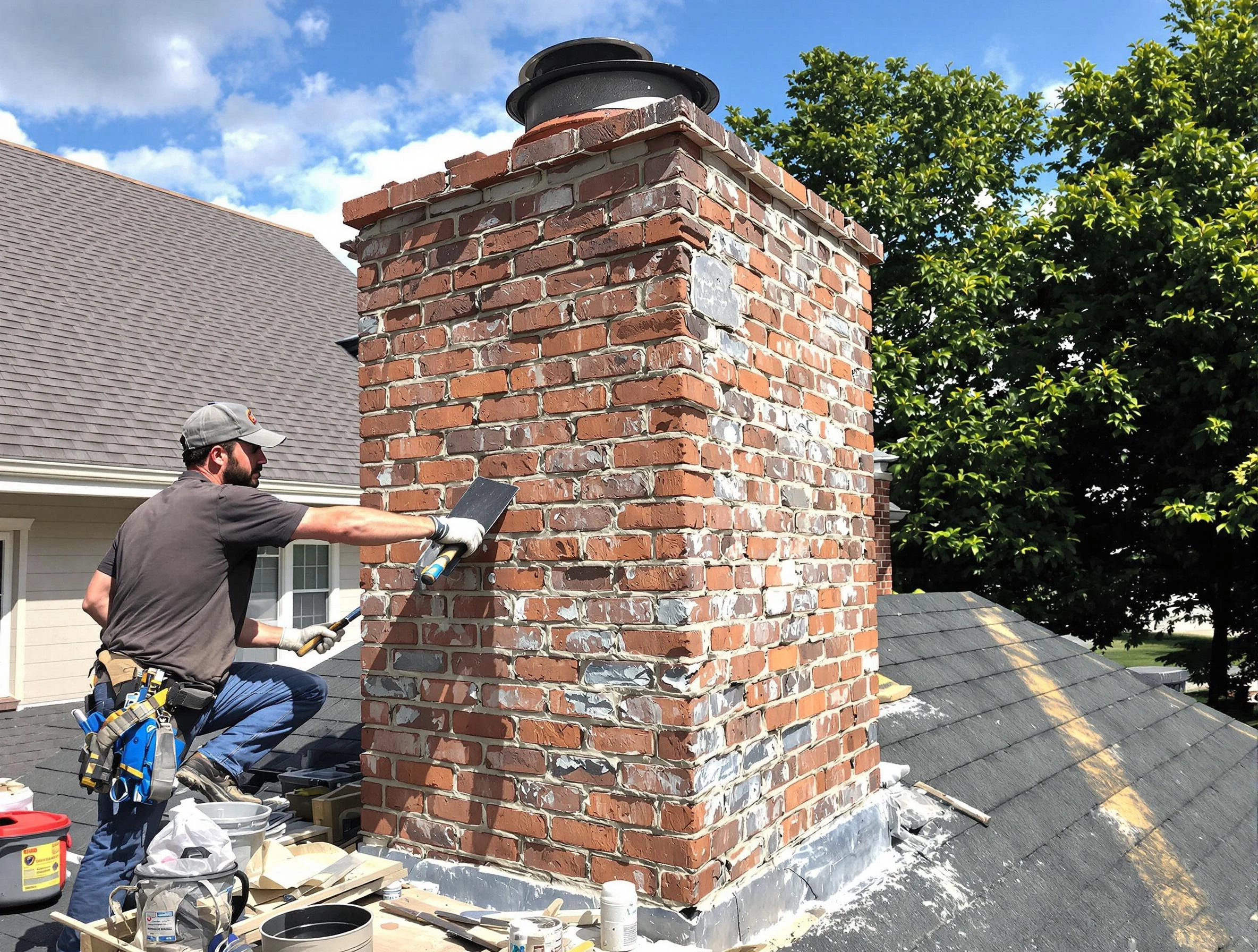 Completed chimney rebuild by Center Chimney Sweep in Center, PA