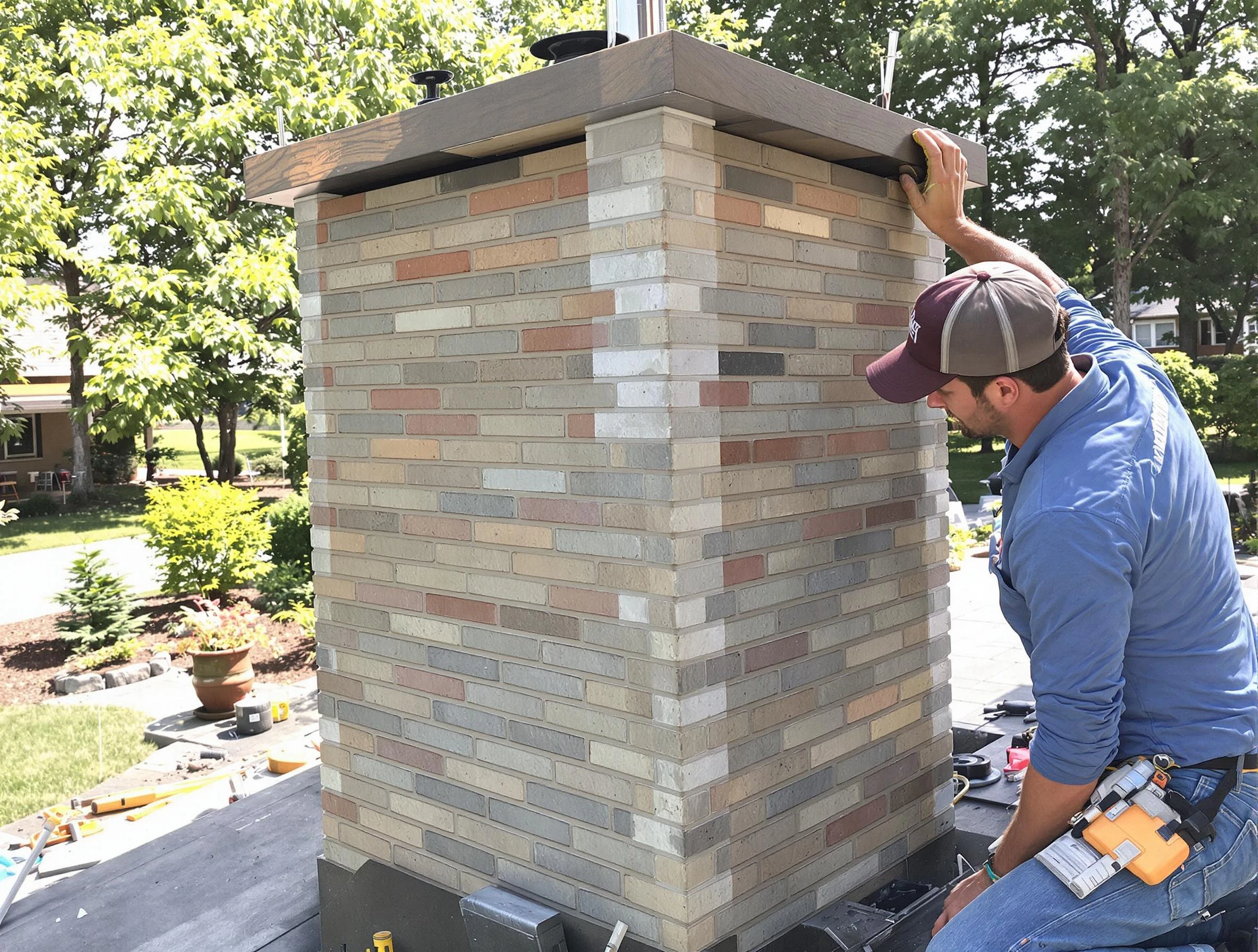 Center Chimney Sweep completing a modern chimney remodel in Center, PA